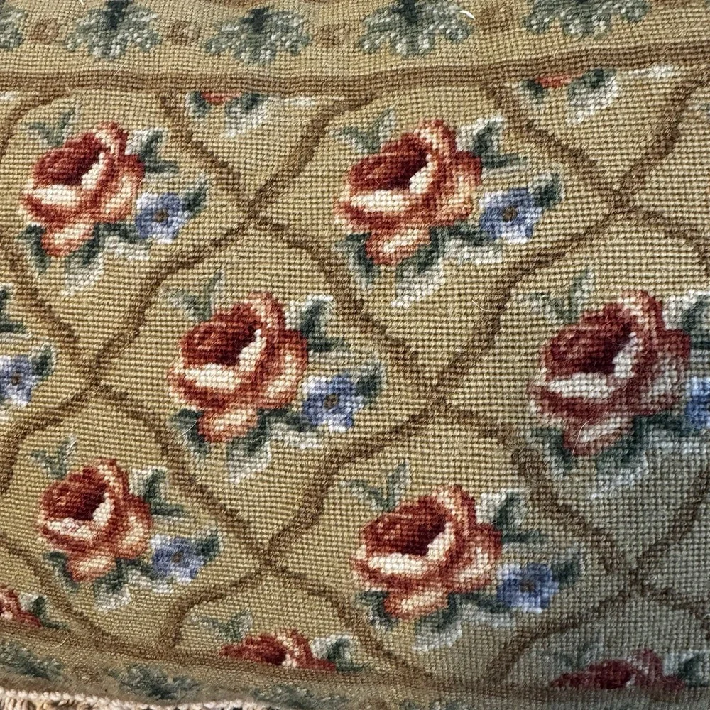 Vintage 100% Wool Embroidery Pillow 16X12